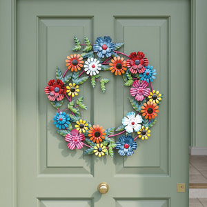 Corona Floral Metálica Hecha a Mano, Redonda, Decorativa, Estilo Rústico, Sin Iluminación, Paquete Individual - Product Image 3