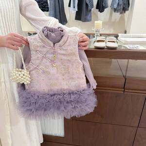Tongxingyuan Girls Chinese Style Cheongsam Dress Thickening Party Wear Baby Girls Traditional Clothing - Product Image 2