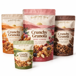 Saco de Fundo Plano para Granola de Proteína Premium, Embalagem de Café da Manhã com Zíper de Vedação Fácil, Livre de BPA, 8oz 12oz, Tipo Stand-up Pouch - Product Image 1
