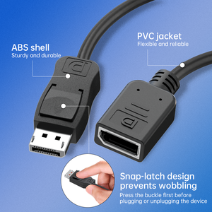   <span class=keywords><strong>Cable</strong></span> de Extensión de <span class=keywords><strong>1.2</strong></span> Metros, 4K 60Hz <span class=keywords><strong>144Hz</strong></span>, DP Macho a Hembra, <span class=keywords><strong>Cable</strong></span> Extensor, Carcasa de ABS 3D Estéreo, Revestimiento de PVC - Product Image 2