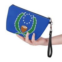 Trousse de toilette en similicuir PU avec anse, motif drapeau personnalisé de Pohnpei, idéale pour les voyages, le rangement sur coiffeuse et la vente en gros