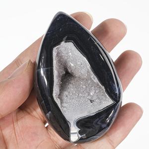 Huevo de Ágata Negra Natural al por Mayor para la Fabricación de Joyas, Decoración del Hogar y Oficina, Regalos Festivos, Halloween - Product Image 2