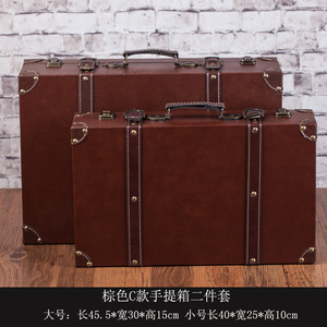 Retro Nostalgic Old-Fashioned Portable Wooden Spinner <strong>Suitcase</strong> <strong>Storage</strong> Organize Wedding Photography Props Straps Briefcase - Product Image 6