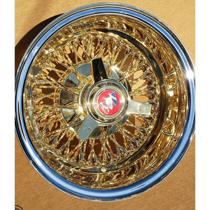 Nouvelles jantes de voiture de luxe en acier chromé de 13 pouces, design à profil profond, et roue à rayons triple dorés 13x7 - Product Image 3