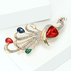 Nouvelle <span class=keywords><strong>broche</strong></span> en alliage, motif paon et phénix, ornée de strass, pour femme, à porter sur manche ou comme épingle, idéale pour cheongsam et soirées - Product Image 5