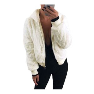 Nuovo Cappotto in Pelliccia con Zip e Collo a Risvolto, Manica Lunga, Caldo, Morbido, Spesso, in <span class=keywords><strong>Peluche</strong></span>, Vestibilità Ampia, da <span class=keywords><strong>Donna</strong></span> - Product Image 2