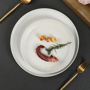 Nordic Modern Luxury Decorative Round Dishes Steak Pasta Snack Dinner Plates Stoneware White Porcelain Ceramic Plate