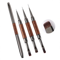 Pinceau professionnel double face pour nail art, manche en bois de santal, pour gel UV, extension et liner, outil de manucure pour les marchés américain et européen