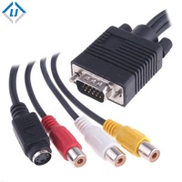 Câble adaptateur VGA SVGA vers s-vidéo 3 RCA TV, longueur 20CM, câble AV Audio-vidéo