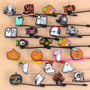 En gros, Capuchon de <span class=keywords><strong>paille</strong></span> en silicone 2D de 8 mm sur le thème d'Halloween, motif Chapeau de sorcière 'Trick or Treat', avec sangle, parfait pour la décoration des boissons d'automne - Product Image 5