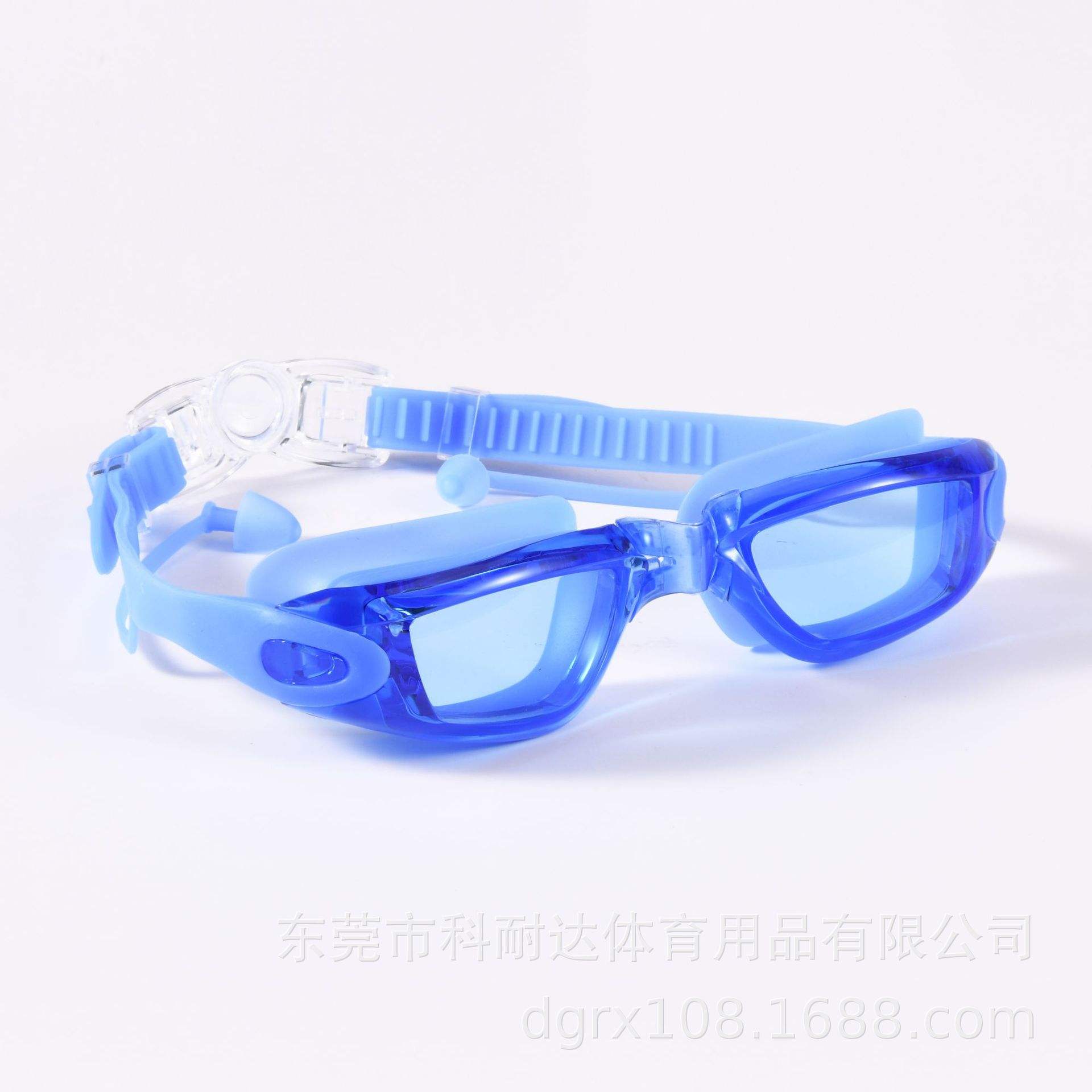 Verres non optiques transparents bleus, emballés dans un sac OPP.