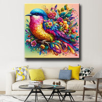 Kit de peinture mosaïque diamantée Ever Moment, vente directe d'usine, colibri avec plumes colorées et fleurs ASF2842