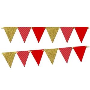 Bunting Hanging Advertising England Triangle Garlands Red Black Green Flag Pennant