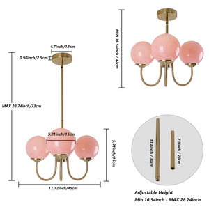 Lámpara de araña rosa para sala de estar, iluminación de dormitorio de inspiración vintage, lámpara Magic Bean francesa vintage color crema - Product Image 2
