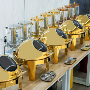 Luxus hochwertige SS Chafing Dishes Cheffing Dish Food Warmer Metall Ei Rechteck Form Grau Gold Chafing Dish Buffet Set - Product Image 4