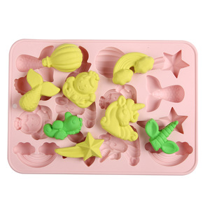 Stampo in Silicone Ecologico a 14 Cavità a Forma di <span class=keywords><strong>Sirena</strong></span> e Unicorno, per Barrette, Caramelle, Waffle e Cioccolato, per Pasticceria, di Cathylin - Product Image 1