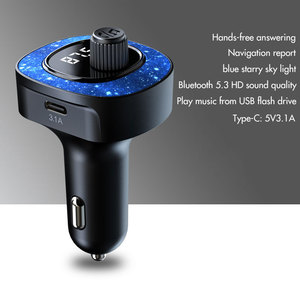 Pengisi daya mobil pintar 2025 Star, pengisi daya ponsel 2 Port <span class=keywords><strong>USB</strong></span> 3,1 A 15W adaptor pengisian cepat gigi biru tanpa kabel - Product Image 2
