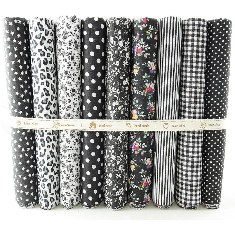 9PCS/Set Floral Dot Star Grid Stripe Leopard Prints 100% Cotton Fabric Bundle Wholesale Quilt Broadcloth Fabric for Pillow Bags