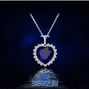 Подарок на день рождения Модный классический океан Сердце бриллиант титанический синий кристалл кулон ожерелье ювелирные изделия