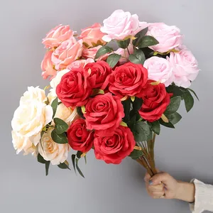 Fleurs artificielles préservées pour Noël et Pâques – Offre Spéciale – <span class=keywords><strong>Bouquet</strong></span> de 10 roses en soie multicolores – Dernière décoration de <span class=keywords><strong>mariage</strong></span> - Product Image 2