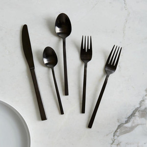 Hot Selling Elegant Mirror Polished Stainless Steel Hotel Flatware <b>Set</b> Reusable 15ml Restaurant Cutlery Weddings Events <b>Black</b> - Product Image 2
