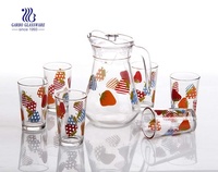 Service à thé et jus Garbo Glassware Classic, 7 pièces, comprenant une carafe et des verres, avec impression personnalisée, ensemble de vaisselle pour boire.
