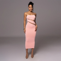 Robe longue bustier sexy pour femme, asymétrique à une épaule, avec découpes et fente, style moulant