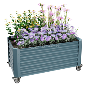 Grand bac à plantes de jardin pour fleurs d'extérieur en métal avec base à roulettes pour balcon, patio, jardin - Product Image 2