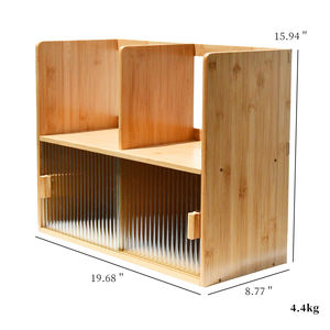 2024 Premium Wholesale High Quality Luxury 2 Tiers Bamboo Cup and Mug <b>Storage</b> Cabinet <b>Rack</b> <b>for</b> Kitchen - Product Image 2