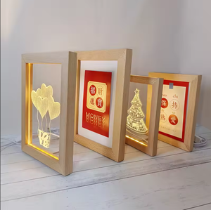 家族の友人の写真を表示するための<span class=keywords><strong>LED</strong></span>光源付き木製フォトフレームUSB3Dナイトランプエレガントな装飾的なナイトランプ - Product Image 6