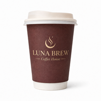 Gobelet en papier à double paroi personnalisé avec logo estampé à chaud et couvercle pour café chaud, café à emporter, restaurant (vente en gros)
