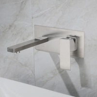 Robinet de lavabo encastré mural en acier inoxydable 304 avec cartouche céramique, eau chaude et froide pré-encrée pour lavabos
