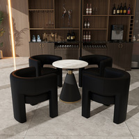 Chaises de salle à manger modernes en forme de baril, revêtement en velours noir, chaises d'appoint confortables avec accoudoirs pour coiffeuse ou salon