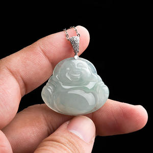 Colgante de Jadeíta Natural de Myanmar con Buda, Incrustaciones de Plata S925, Estilo Chino, Accesorio Femenino, con Certificado de Tasación D094 - Product Image 4