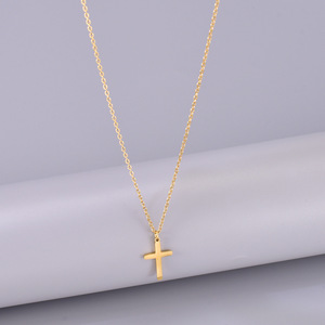 18k Clean <span class=keywords><strong>Fit</strong></span> 18K oro placcato in acciaio inossidabile minimalista gioielli religiosi croce collana pendente delle donne - Product Image 5