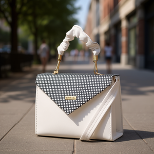 Sac messager blanc Bora pour femme Fana, motif géométrique, cuir PU, sac bandoulière, fermeture à glissière, taille XL, style tendance - Product Image 2