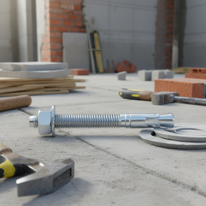Boulon d'ancrage galvanisé avec écrou et rondelle pour fixation dans le béton - Product Image 3