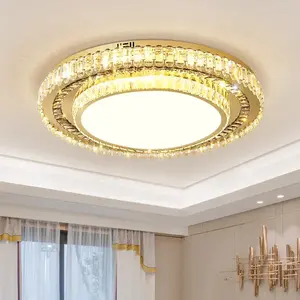 Zeal Lighting Montado en superficie Dormitorio Sala de estar Cristal dorado Redondo Techo plano Luz LED - Product Image 1