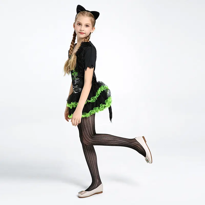 Хэллоуин Женщина-кошка с изображением животного для костюмированных игр платье для костюмированной вечеринки для маленьких девочек серый кошки для детей; Костюмы для детей