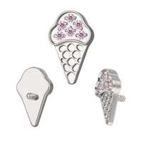 Ready to Ship 16G Titanium CZ Ice Cream Internally Threaded Top Earring Nose Ring Piercing Jewelry Helix Ear Stud Lip Ring