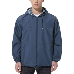 NORVE <b>Men's</b> Autumn Outdoor Waterproof Windproof Breathable Cashmere Shell <b>Safari</b> <b>Jacket</b> Stand Collar Zipper Hooded Plain Dyed - Product Image 1