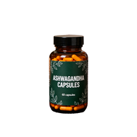Poudre d'extrait de racine d'Ashwaganda d'approvisionnement d'usine avec Bioperine sans gluten soja adulte nourriture de santé Ashwagandha Capsules 60 Capsules