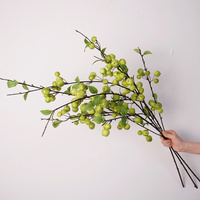 Kunstmatige groene appelboomtak met nep-bessen voor vaasarrangementen, Chinese stijl, bruiloftstafeldecoratie, groothandel
