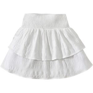 FOXA Women's <b>Tiered</b> Layer High Waist Pleated Ruffle <b>Skirt</b> 100% Cotton Chiffon Casual Flowy Elastic Comfortable <b>Skirt</b> - Product Image 1