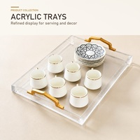 Plateau de service alimentaire en acrylique haute transparence sur mesure avec poignée métallique, étanche, facile à nettoyer, compatible avec les aliments, motif tortue