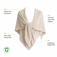 Écharpe triangulaire 100 % cachemire tricotée à motif losanges ajourés et bord festonné, légère, pour femme, idéale pour l'hiver – Meilleure vente