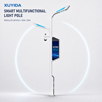 Poteau d'éclairage intelligent pour ville, en aluminium, avec éclairage LED, caméra CCTV HD, IP66, station de base micro 5G, personnalisable OEM ODM, extérieur, 5000K