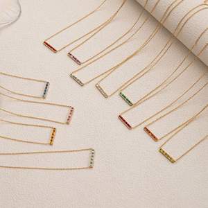 Collar con colgante de piedra preciosa multicolor chapado en oro de 18 quilates de acero inoxidable, resistente al agua, sin deslustre, novedad de - Product Image 5