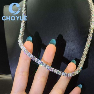 New Design Moissanite Tennis <b>Chain</b> 925 Silver Rhodium Plated Baguette Cut Channel Setting <b>Iced</b> <b>Out</b> Jewelry for Men GRA - Product Image 4