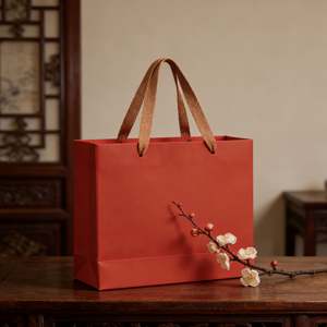 Customized Personalized Pattern with Cotton-lined Handles, Foldable Retail Shopping Packaging, <b>Red</b> Cardboard Bag. - Product Image 4